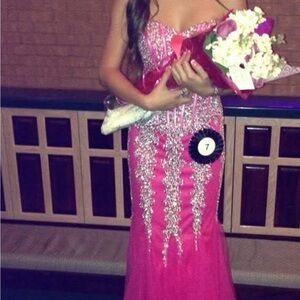 Jovani Fuchsia Embellished Prom Dress